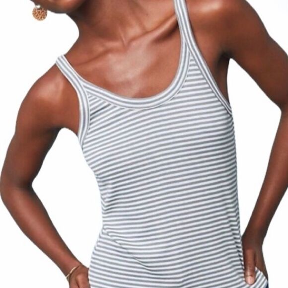 NWT LACAUSA Striped Scoop Neck Tank Top L - Picture 1 of 6